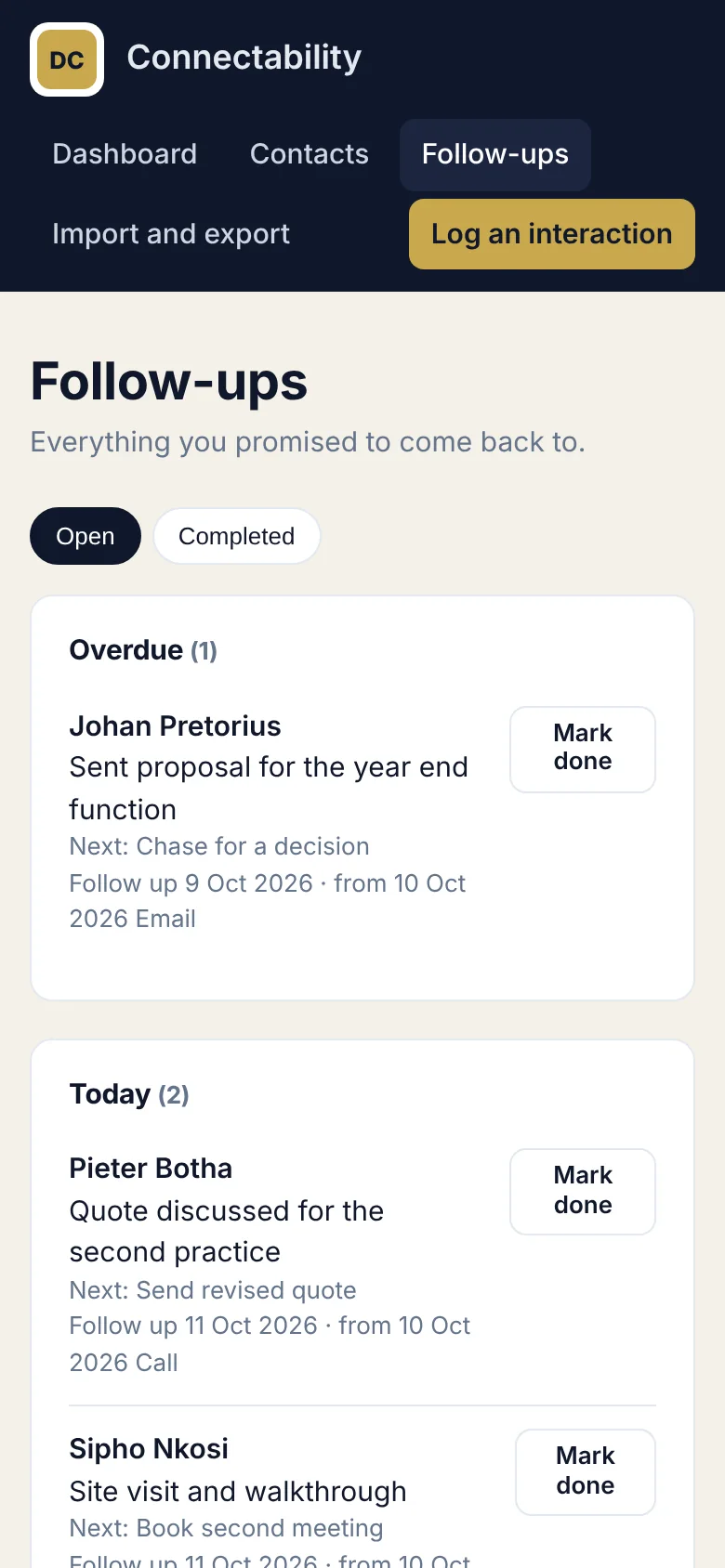 ConnectAbility follow-ups on a phone